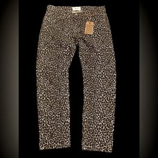 Current/Elliot Fling snow leopard print skinny boyfriend crop jean NWT size 30