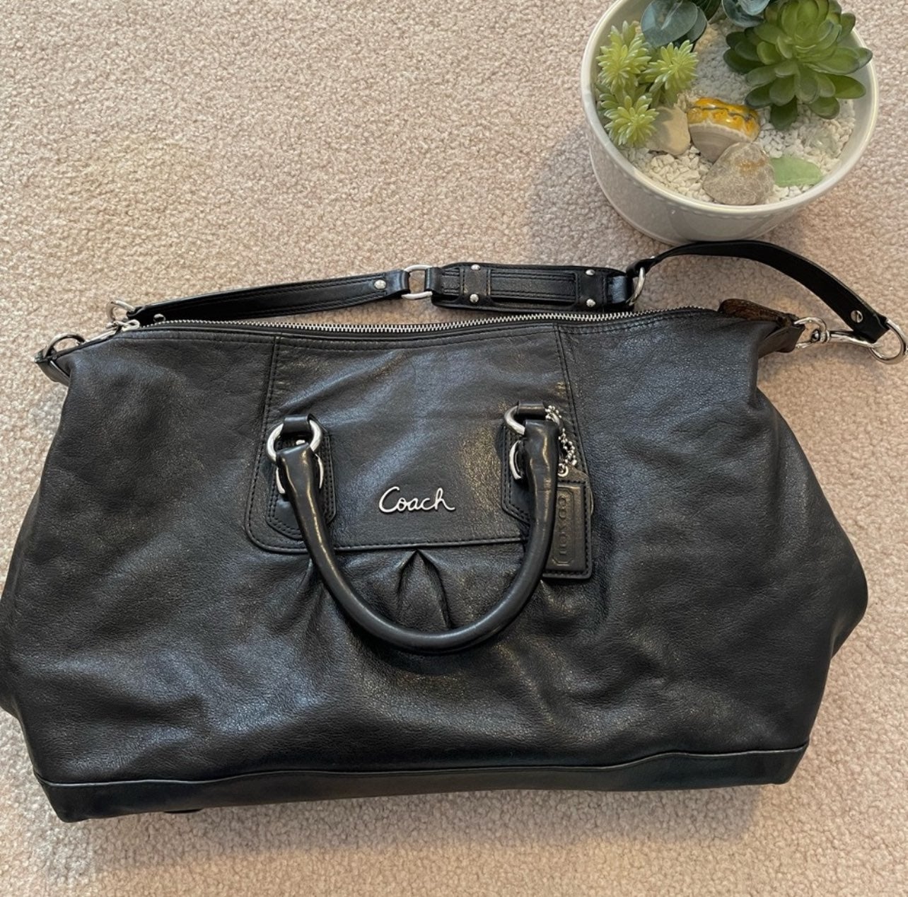 Coach Black Smooth Leather Satchel