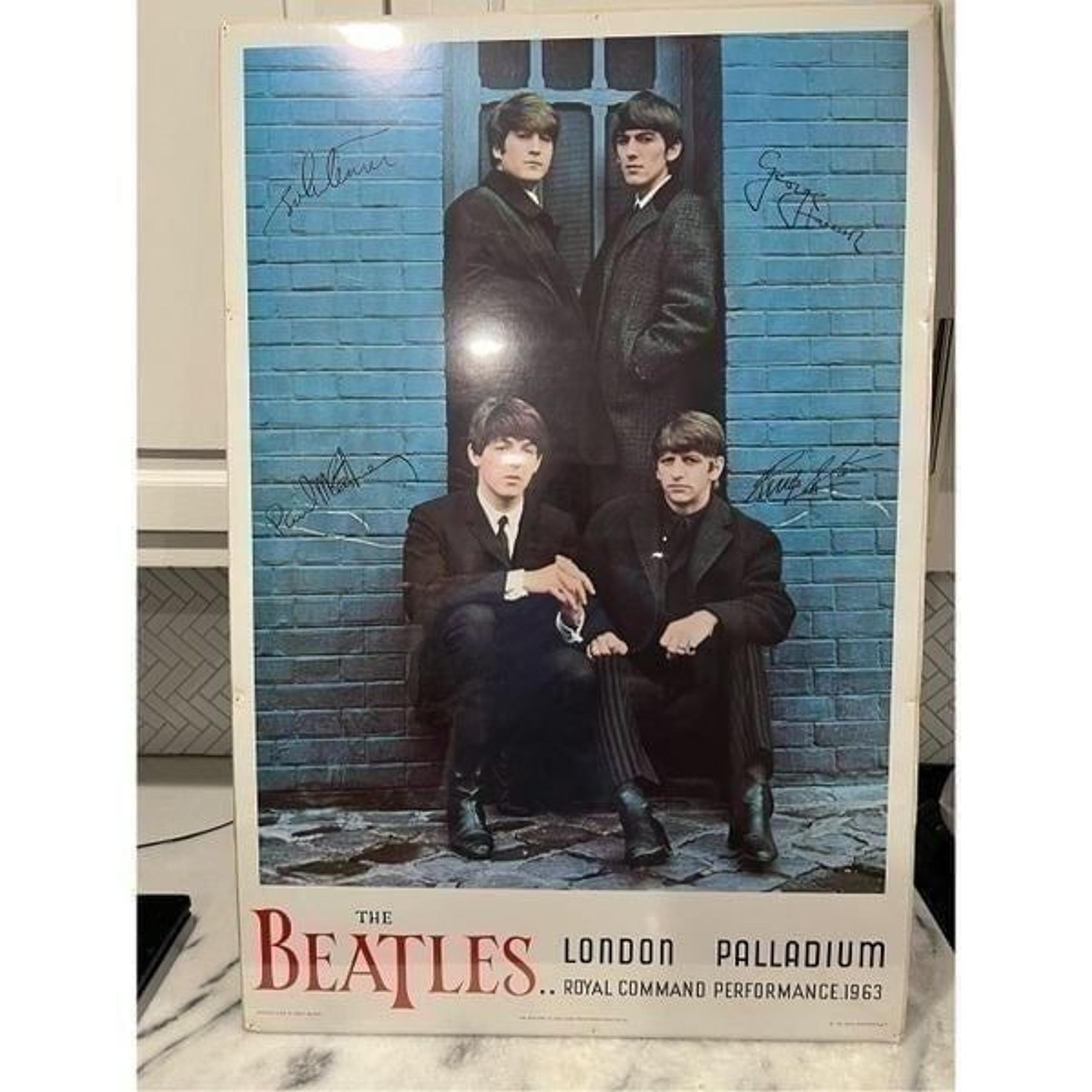 Vtg Beatles London Palladium Royal Command Performance 64 Poster Apple '87 24x36