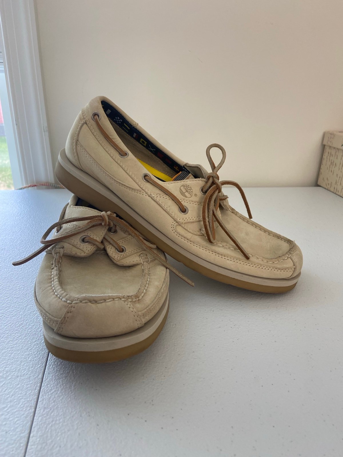 Timberland men’s echo bay beige boat shoe loafers summer casual genuine leather