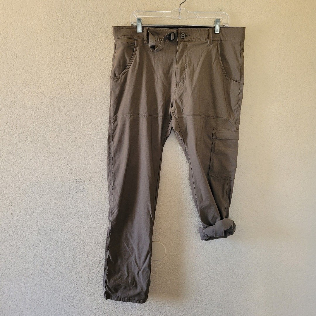 Prana Stretch Zion Convertible Hiking Cargo Pants Brown Mens Size 36 by 32 Euc