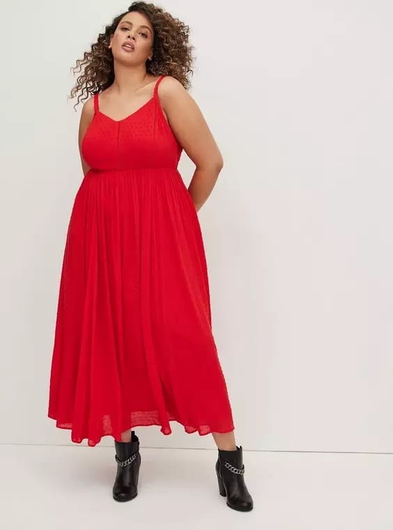 Torrid Womens Ladder Trim Swiss Dot Chiffon Red dress size 2 or 2X