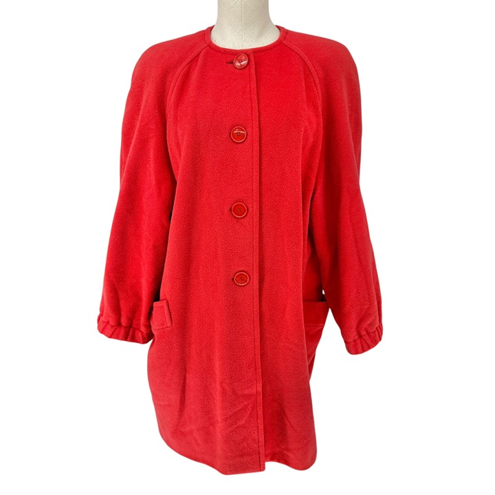 Luisa Spagnoli Vintage Coat Womens Size S Red Wool Pockets LS Made In Italy 7038