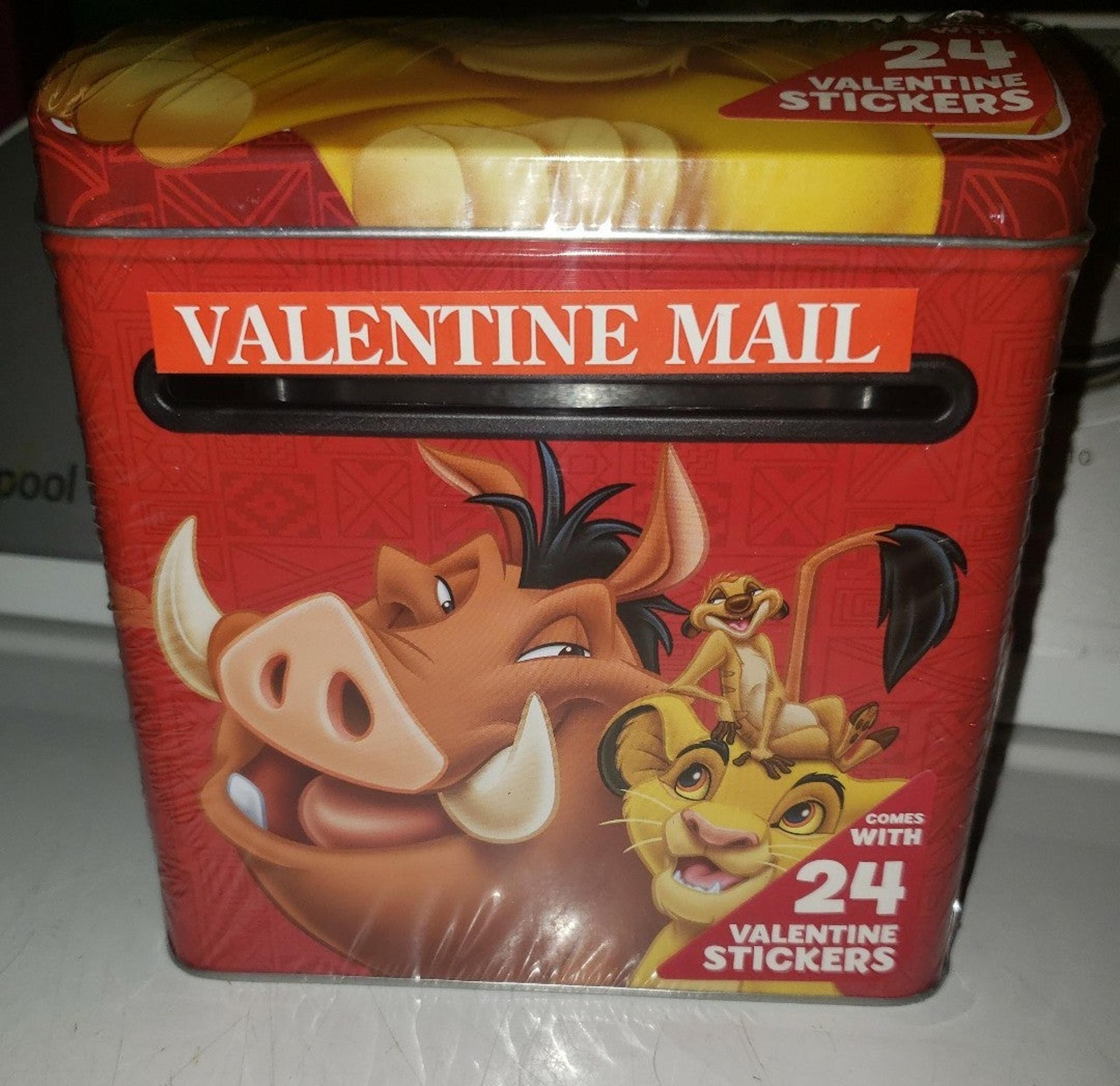 Lion King Valentines Day mail box for cards. Includes stickers. Still sealed.