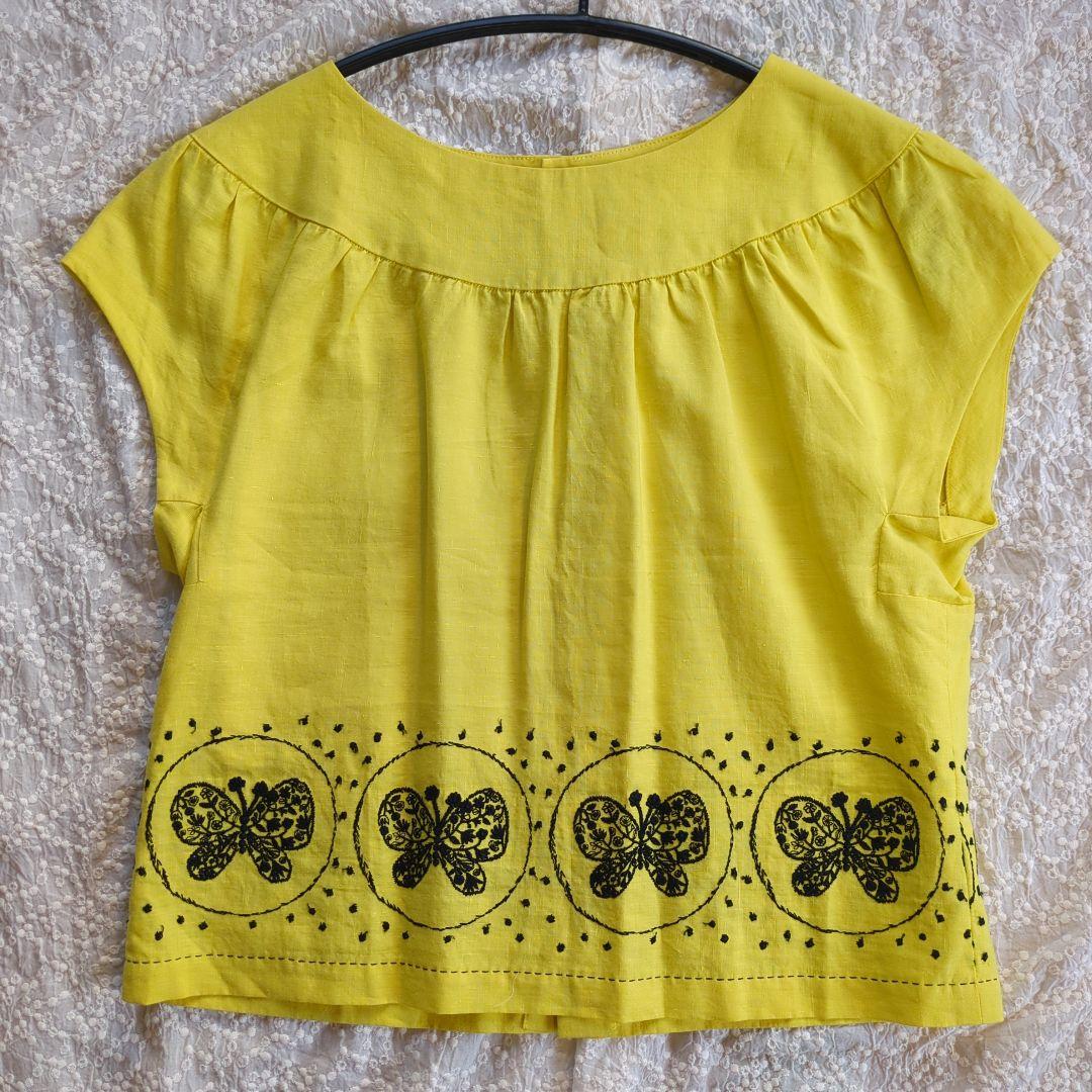 mina perhonen Embroidered Linen Blouse, Forestwing, Size 38