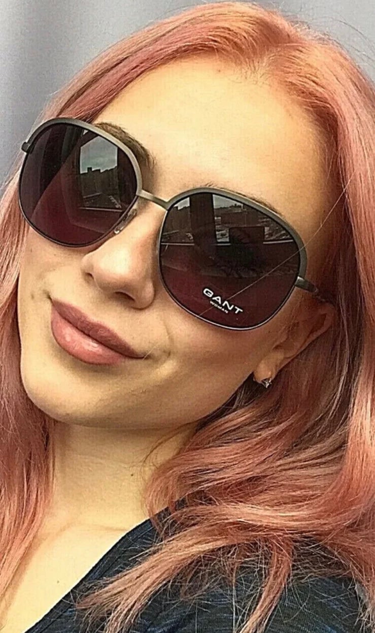 New GANT GWS 8000 SGUN-58 Oversized Round Bronze Purple Women's Sunglasses