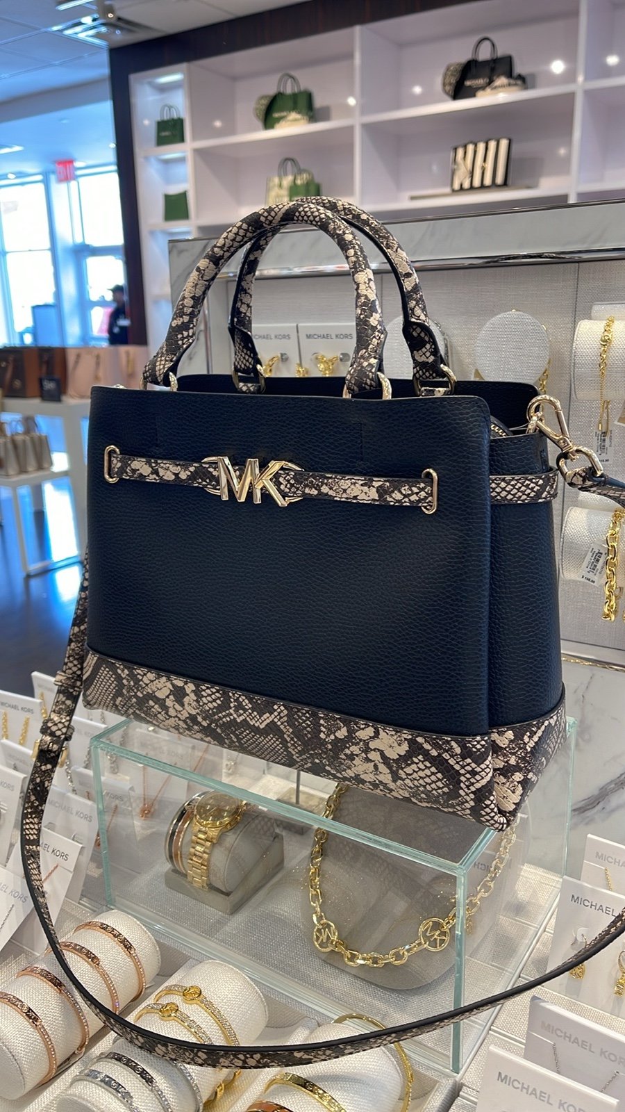 MICHAEL KORS Reed Large Leather Belted Satchel Crossbody Handbag Purse NWT