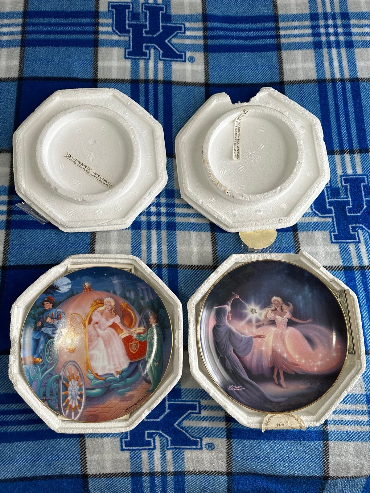 Set of 2 Franklin Mint Heirloom Cinderella Fairy Godmother Collector Plates VNTG