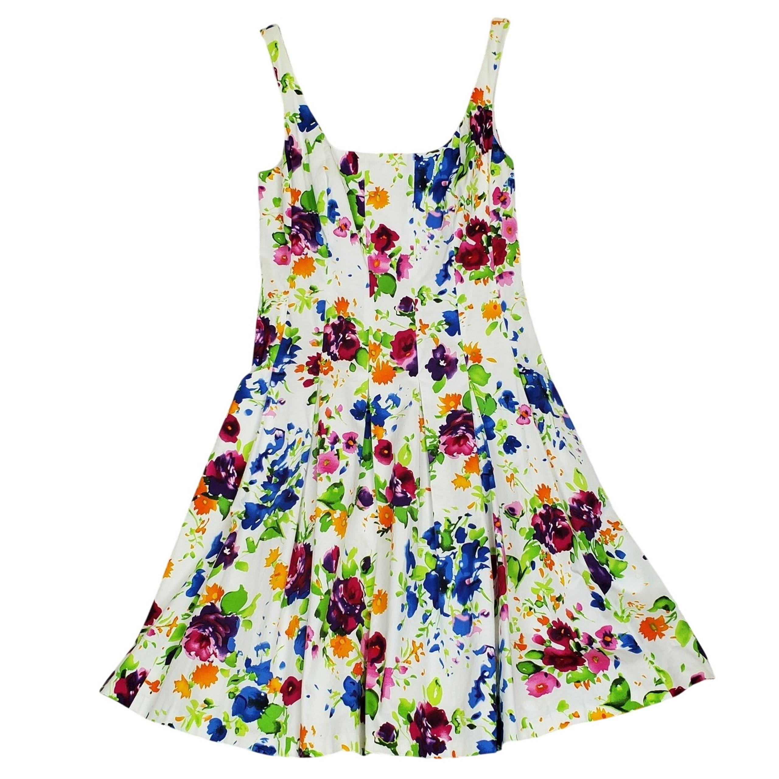 NWT Y2K American Living Artsy Multicolor Floral Sundress Size 12 Pleated Whimsy