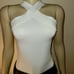 Pearl-Studded White Halter Top (Custom)