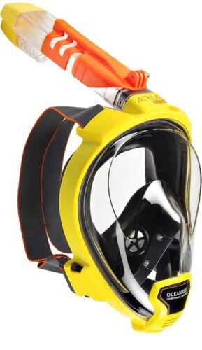Ocean Reef Aria QR+ w/ Camera Holder Full Face Snorkeling Mask Yellow