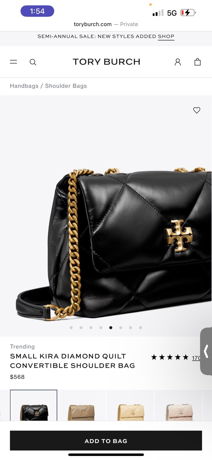 Tory Burch small Kira diamond quilt shoulder bag