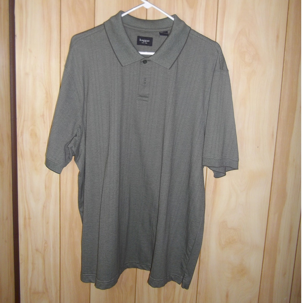 Haggar Striped Collared Short Sleeve Polo Shirt XL