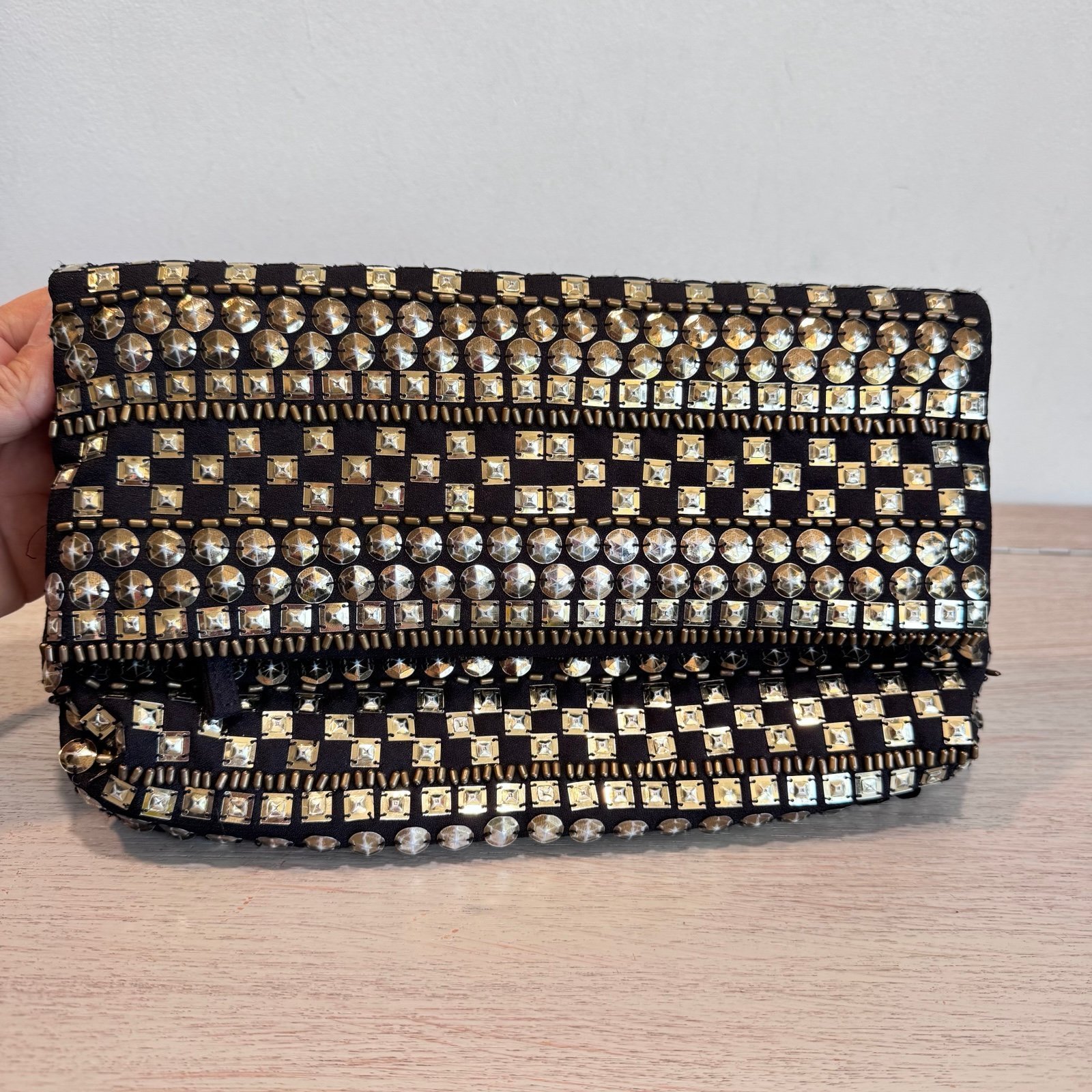 Banana Republic 2010 Holiday Envelope Clutch Bag Studded Sequin Cocktail Purse