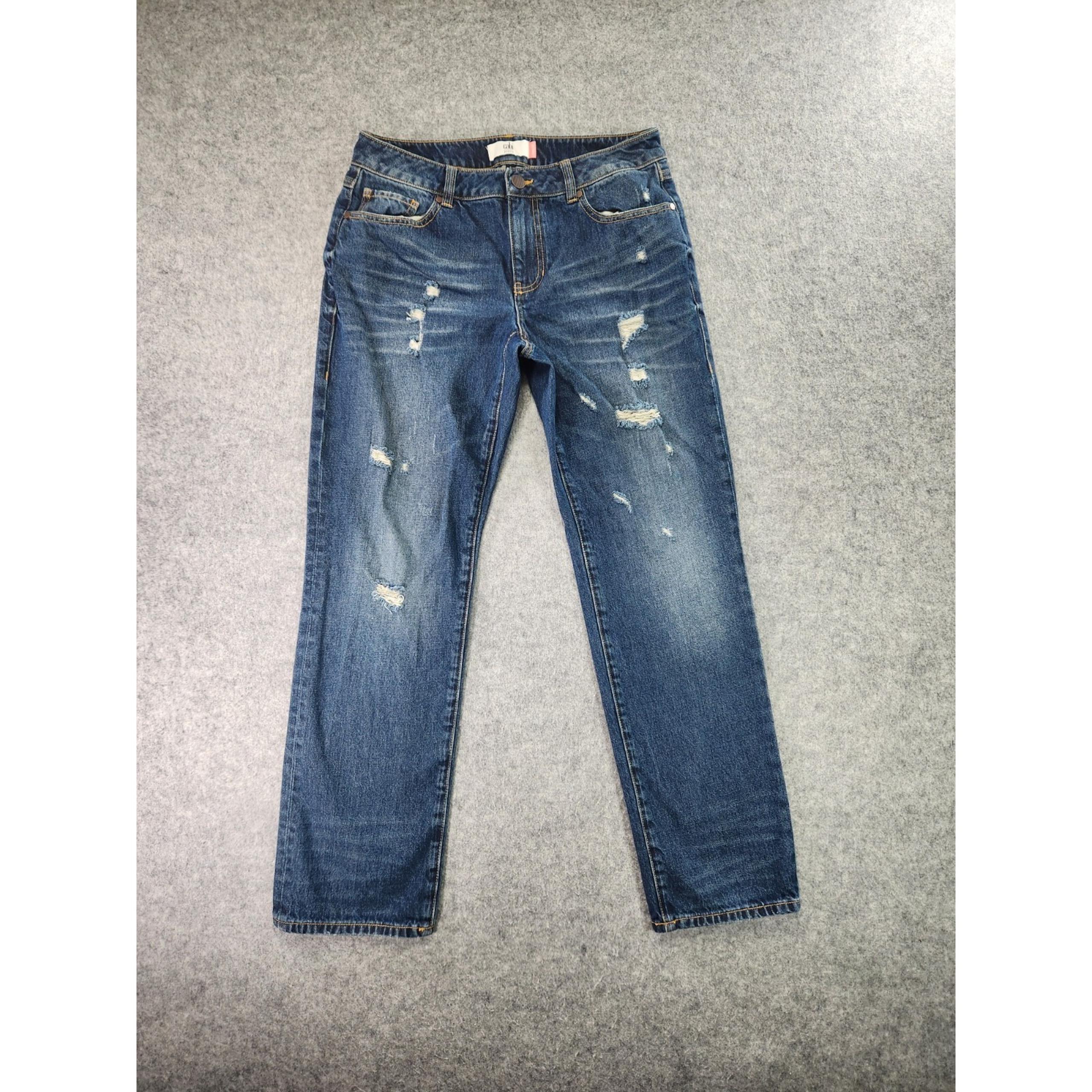 Cabi Jeans Womens 6 BF Boyfriend Distressed Medium Wash Denim Casual Mid Rise