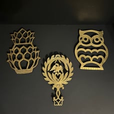 Set of 3 Brass Footed Trivets