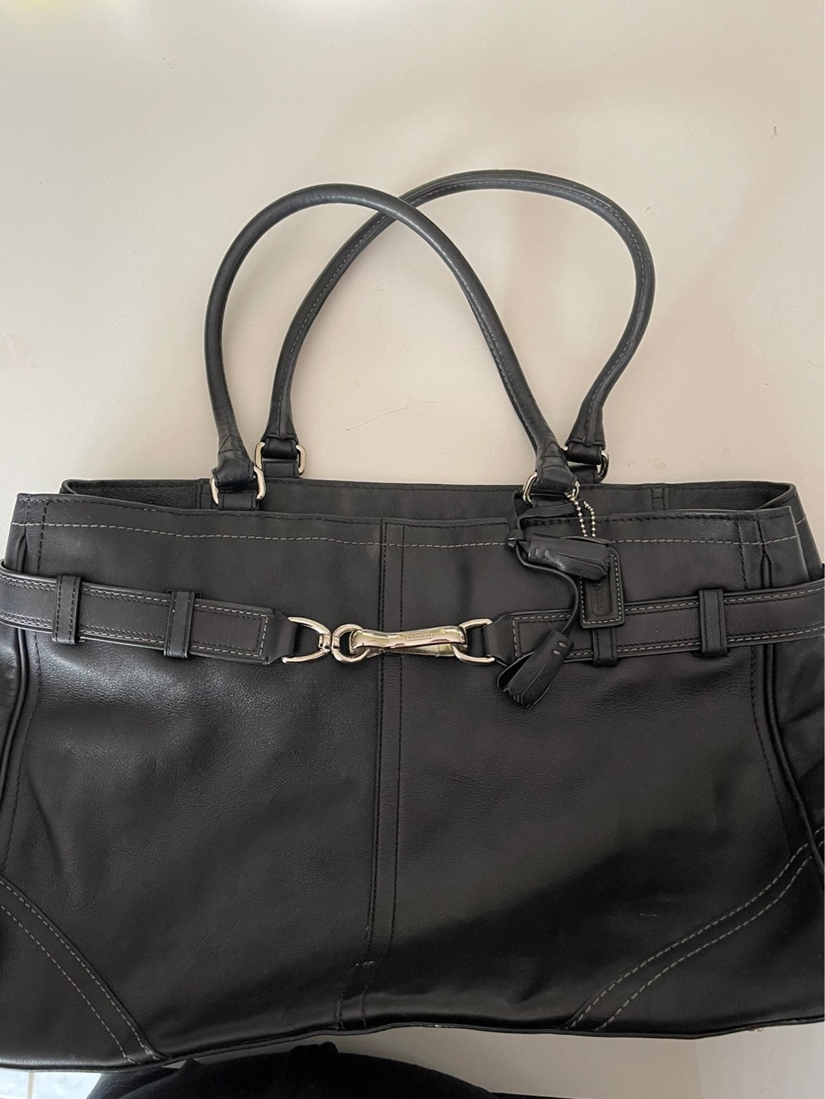 Coach leather handbag - large leather tote - purse