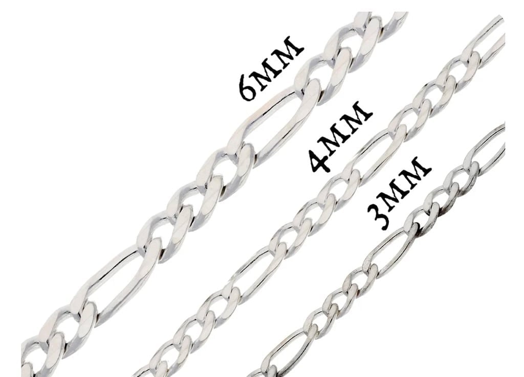 NEW Unisex 925 Italy Silver Figaro Chain Necklace 4mm, 18”