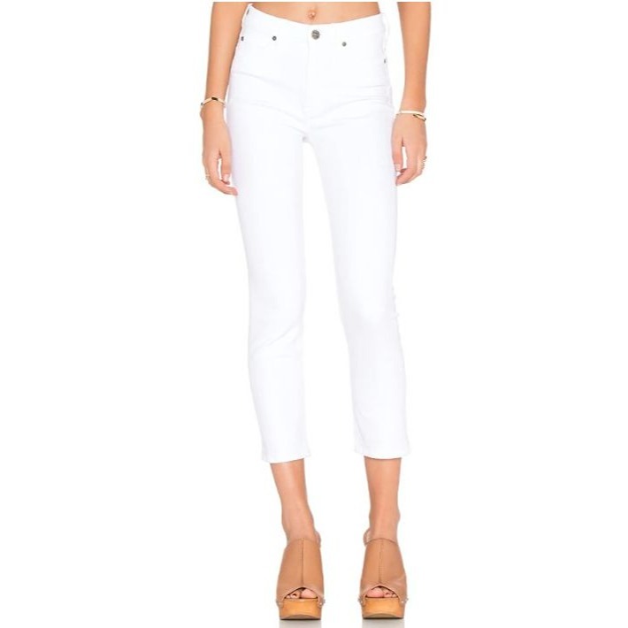 Anthropologie M.i.h. Niki Jeans White High Rise Cropped Stretch Size 26 255