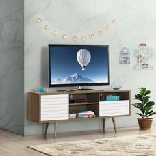 TV Stand/Console Cabinet 3 Shelves Storage Drawer Splayed Leg for Bedroom