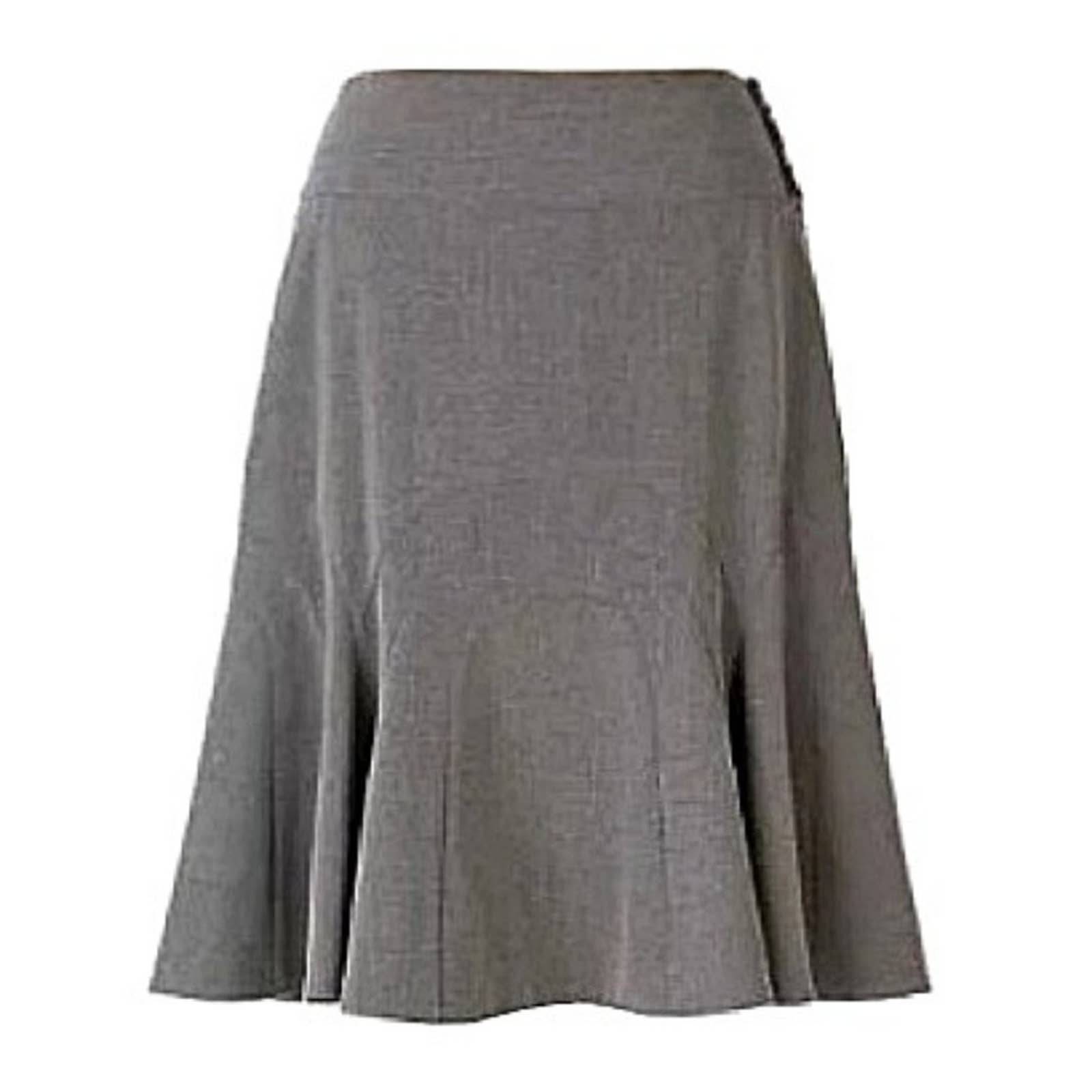 Anthropologie Elevenses Fluted Trumpet Godet Skirt in Grey