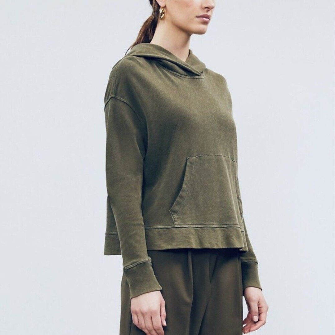 James Perse Hoodie Cropped Military Green Artillary Size 1 Small NWT