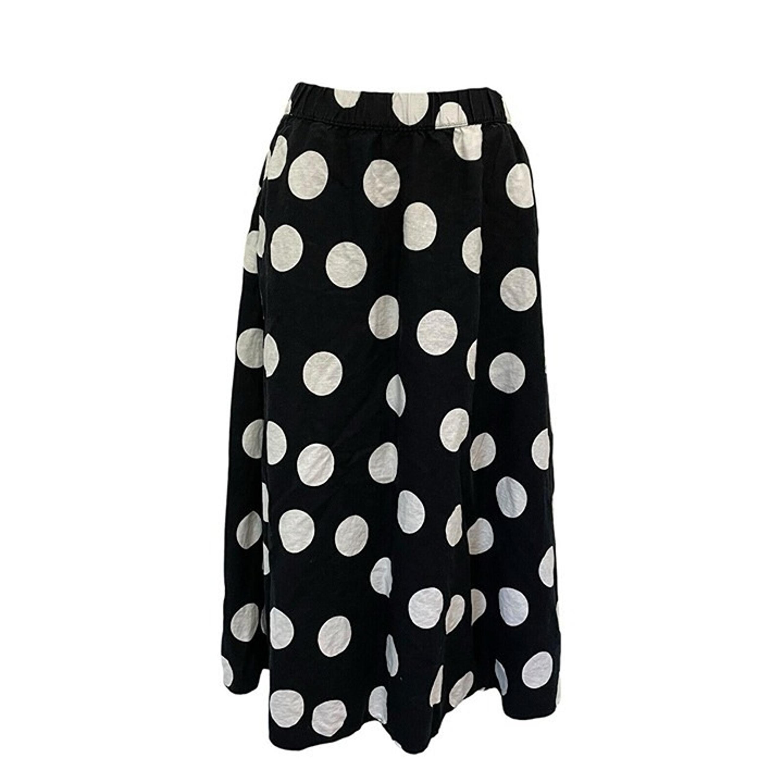 Tabitha Brown Target Linen Blend Polka Dot Full Midi Skirt Black White size XS