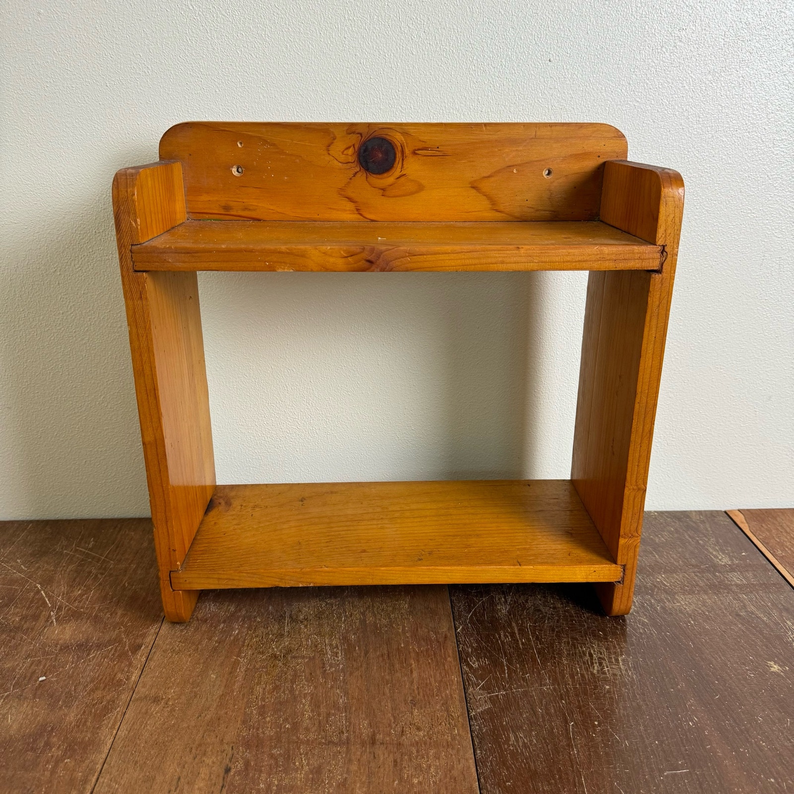 Vintage Oak? hand made Two Tier hanging wall shelf