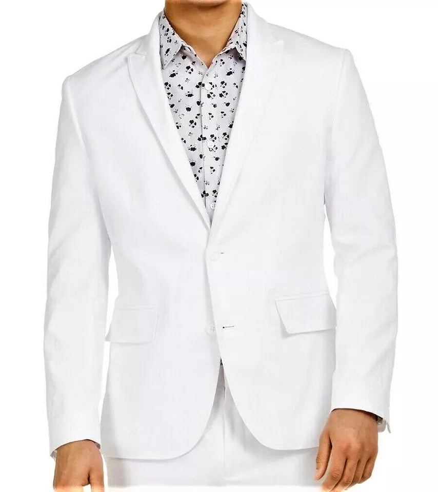 INC International Concepts men's XXL classic white linen slim fit blazer jacket