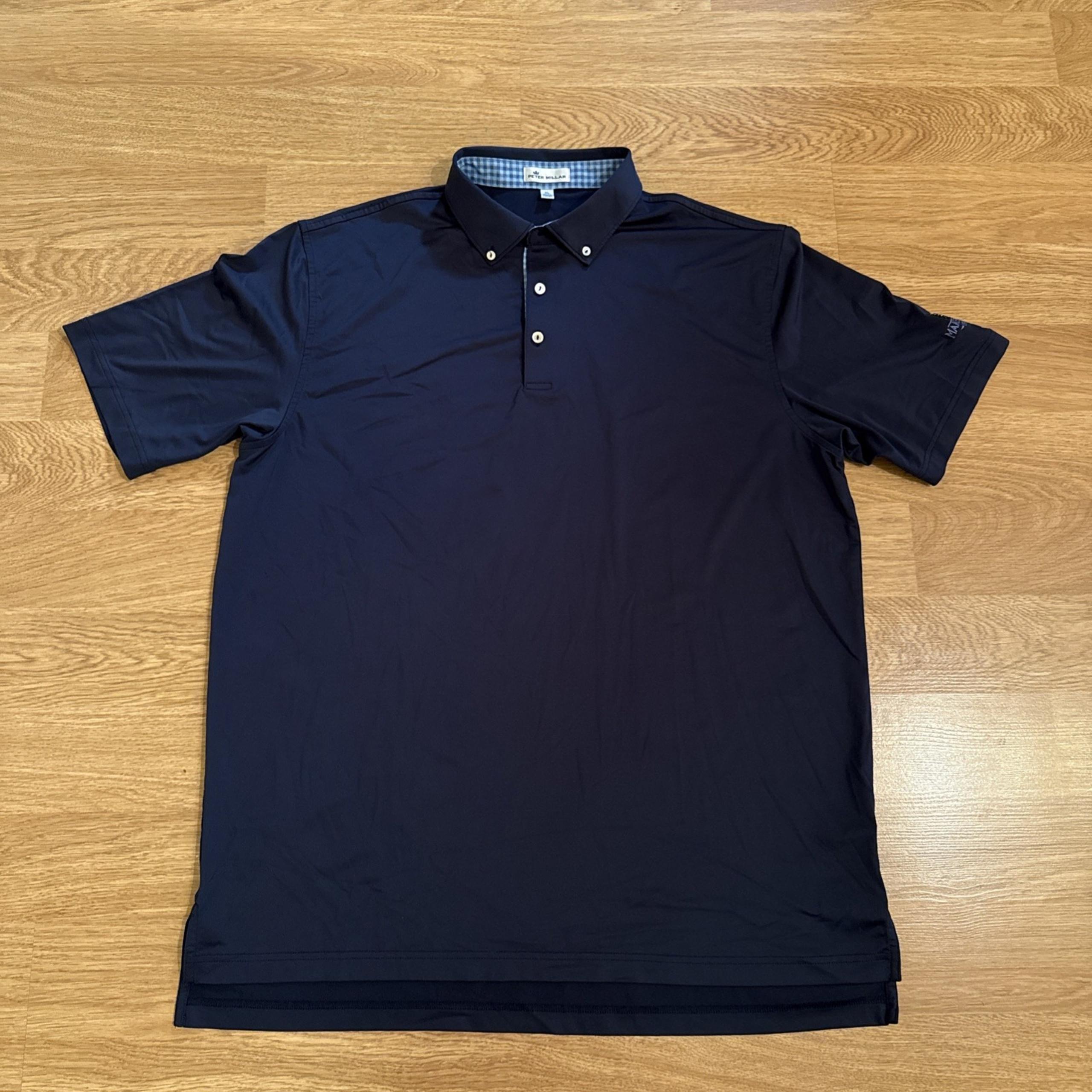 Peter Millar Performance Golf Polo Shirt Men's XL Blue MAKETEWAH 1910 Logo