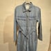 OAT New York Womens Long Sleeve Jumpsuit M Denim Tie Waist Wide Leg Utility City