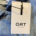OAT New York Womens Long Sleeve Jumpsuit M Denim Tie Waist Wide Leg Utility City