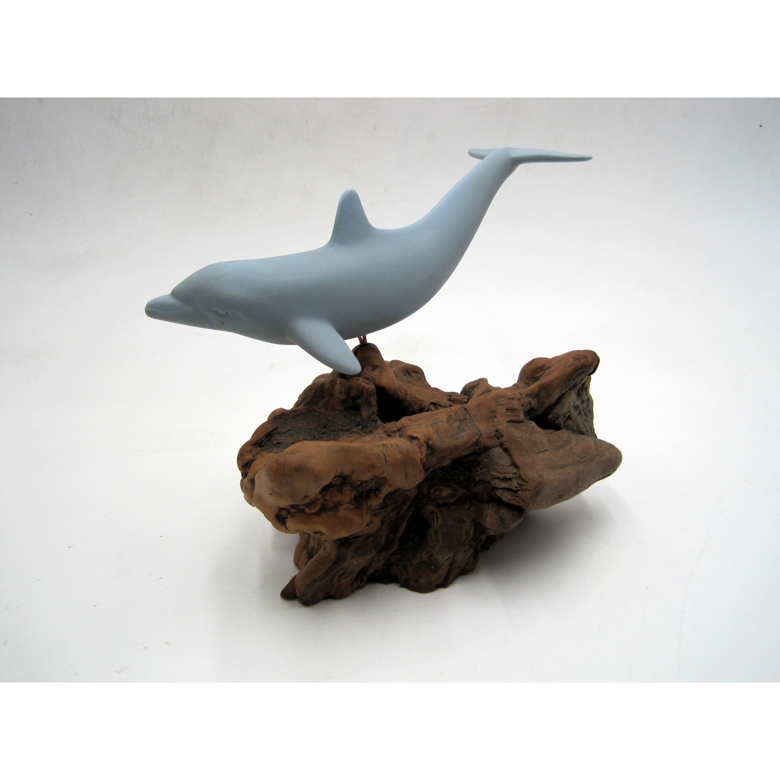 Vntg Nautical Art Dolphin John Perry Pellucida Burlwood Stunning!