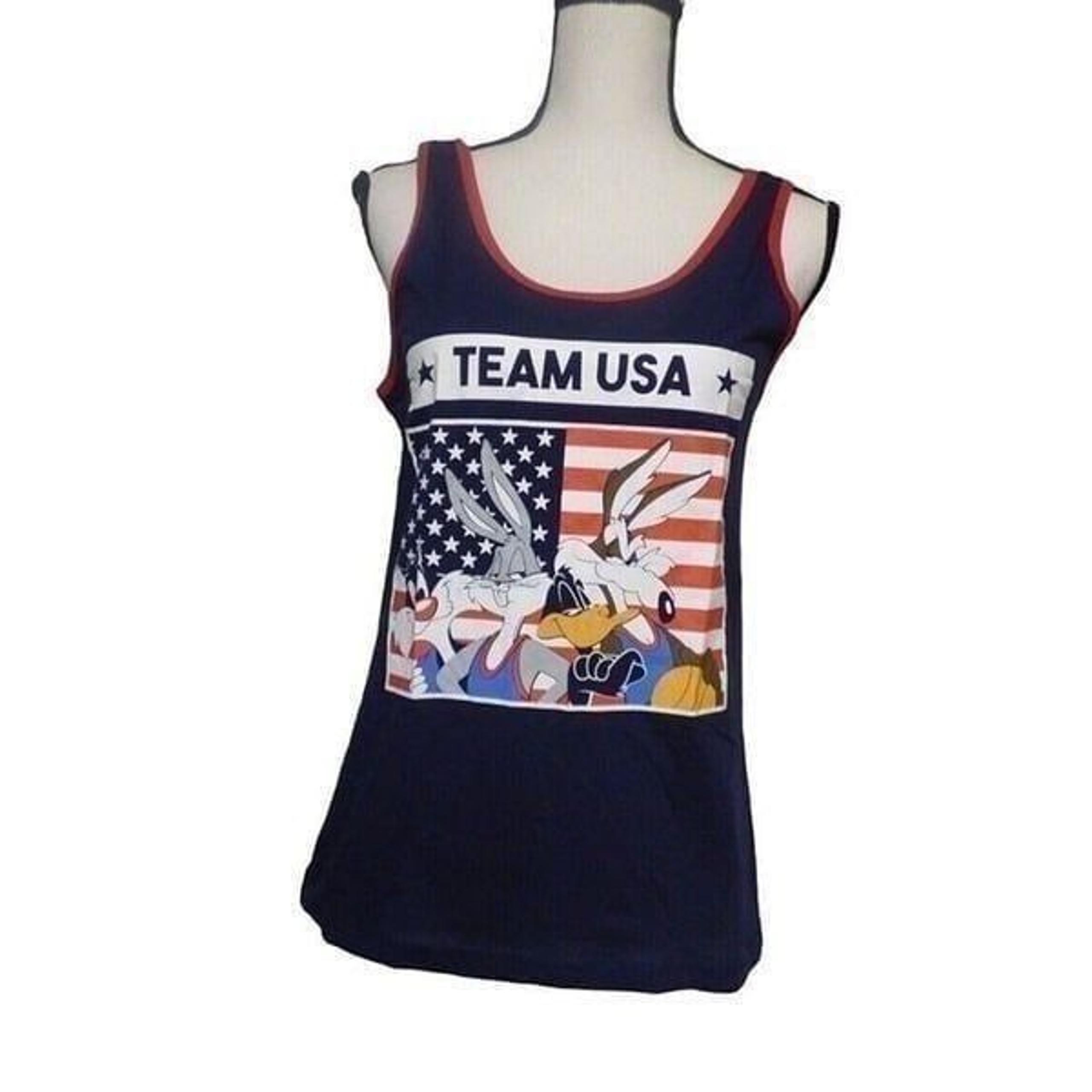 Freeze Loovey Tunes " Team USA"  Junior’s Graphic Tank Top, Navy, L