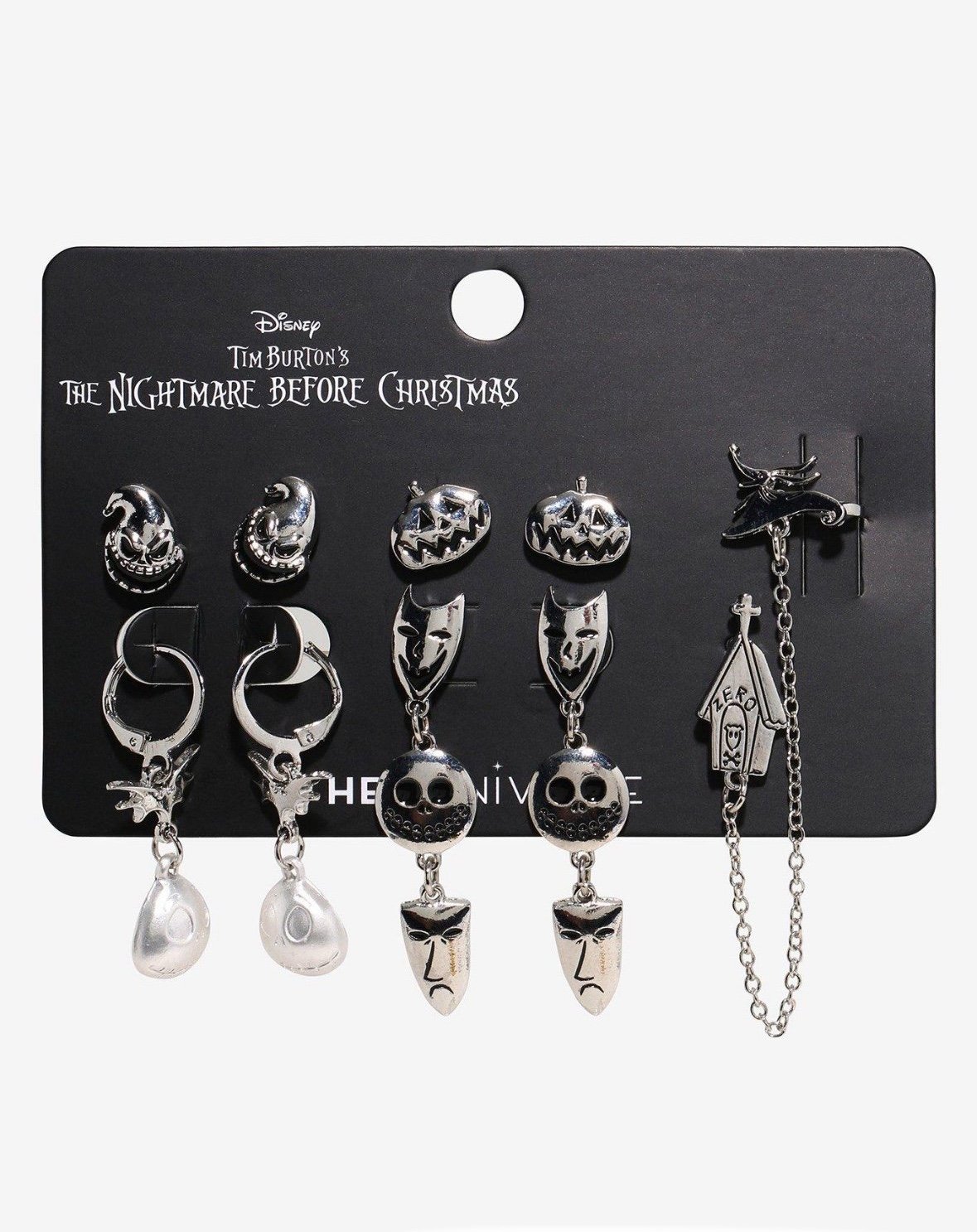 Disney The Nightmare Berforw Christmas Silver Earring Set of 4 and ear cuff NEW