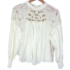 FREE PEOPLE | Oversized Elegant Ivory “Have It My Way” Blouse Top size XS {NEW}