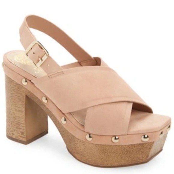 NEW Vince Camuto Women Jenevya platform Heels Suede Sandals shoes sz 9.5M