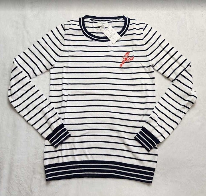 New women's XXS J Crew Factory embroidered lobster Teddie pullover sweater