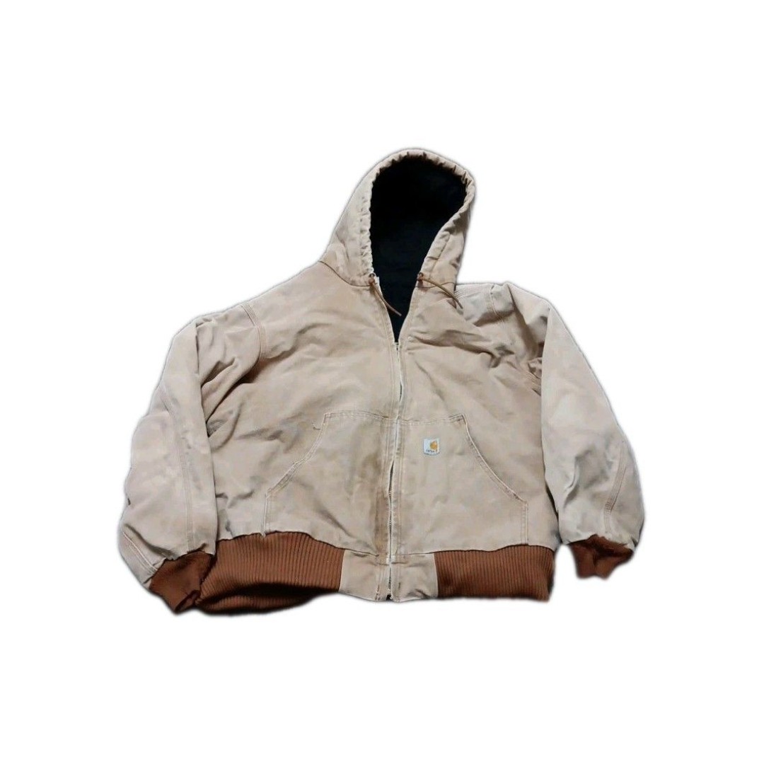 Carhartt J140 Brown Duck Canvas Quilted Lined Hooded Jacket Men’s XL USA READ