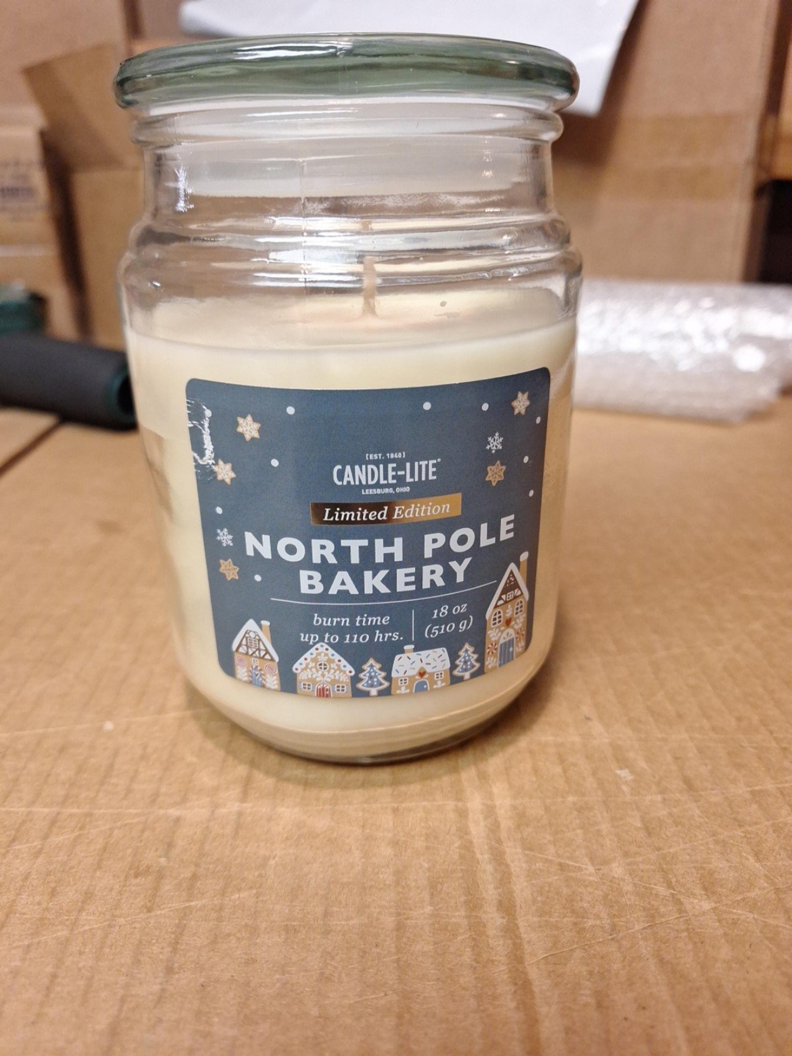 Candle Lite 18oz Jar Candle "North Pole Bakery" New