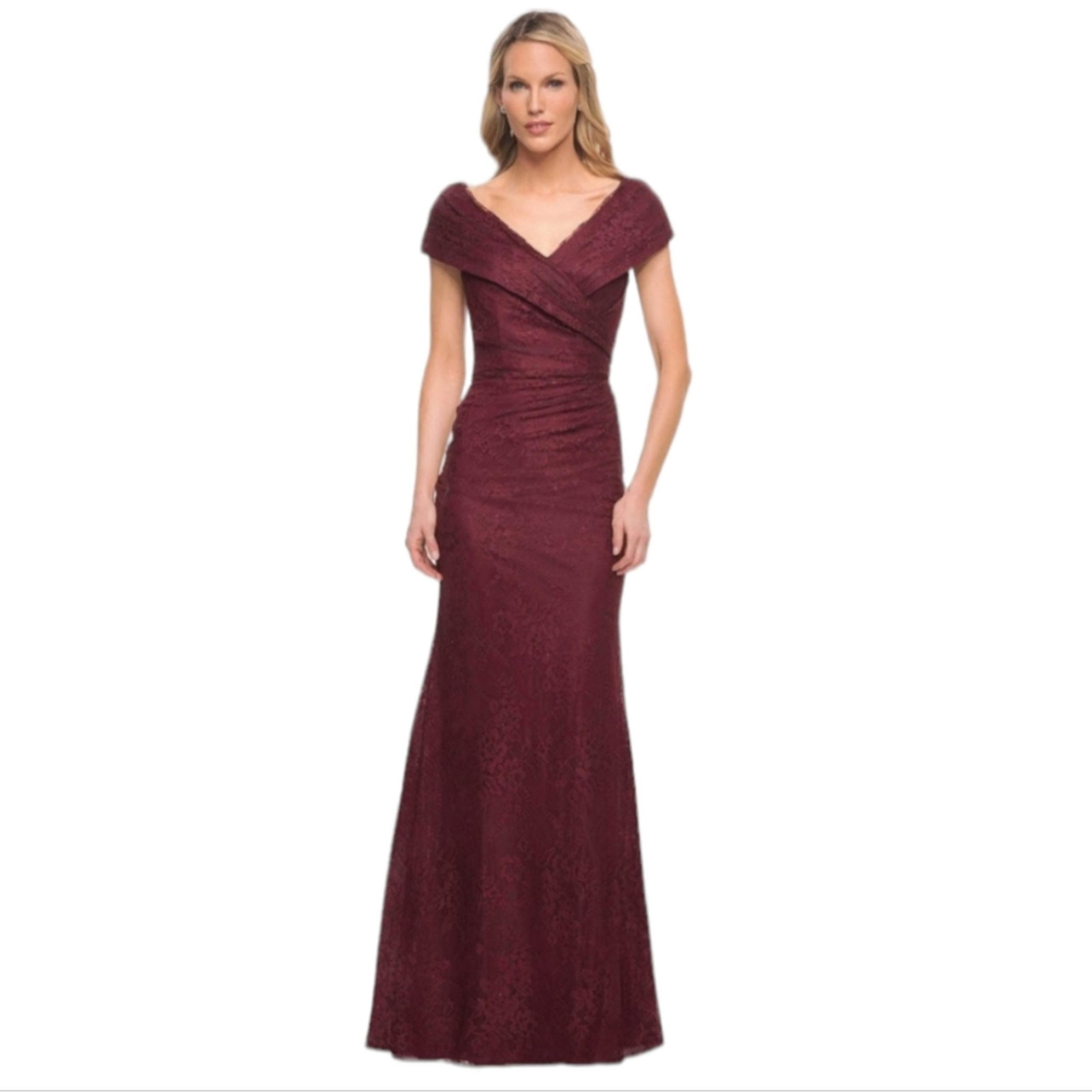 La Femme Dress Women's Size 2 Burgundy Lace Formal Evening Gown Mother of Bride