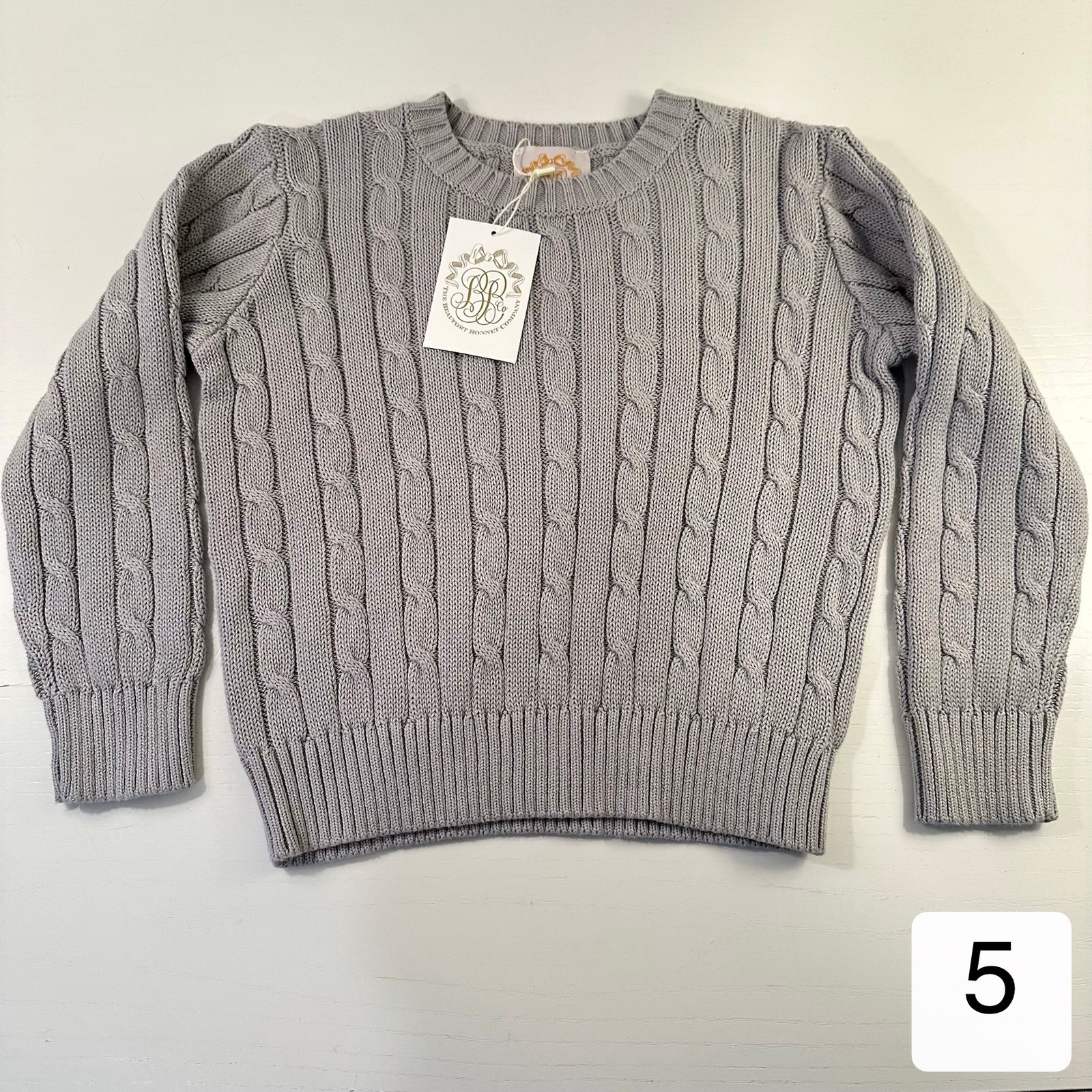 NWT TBBC Gray Cable Knit Sweater 5