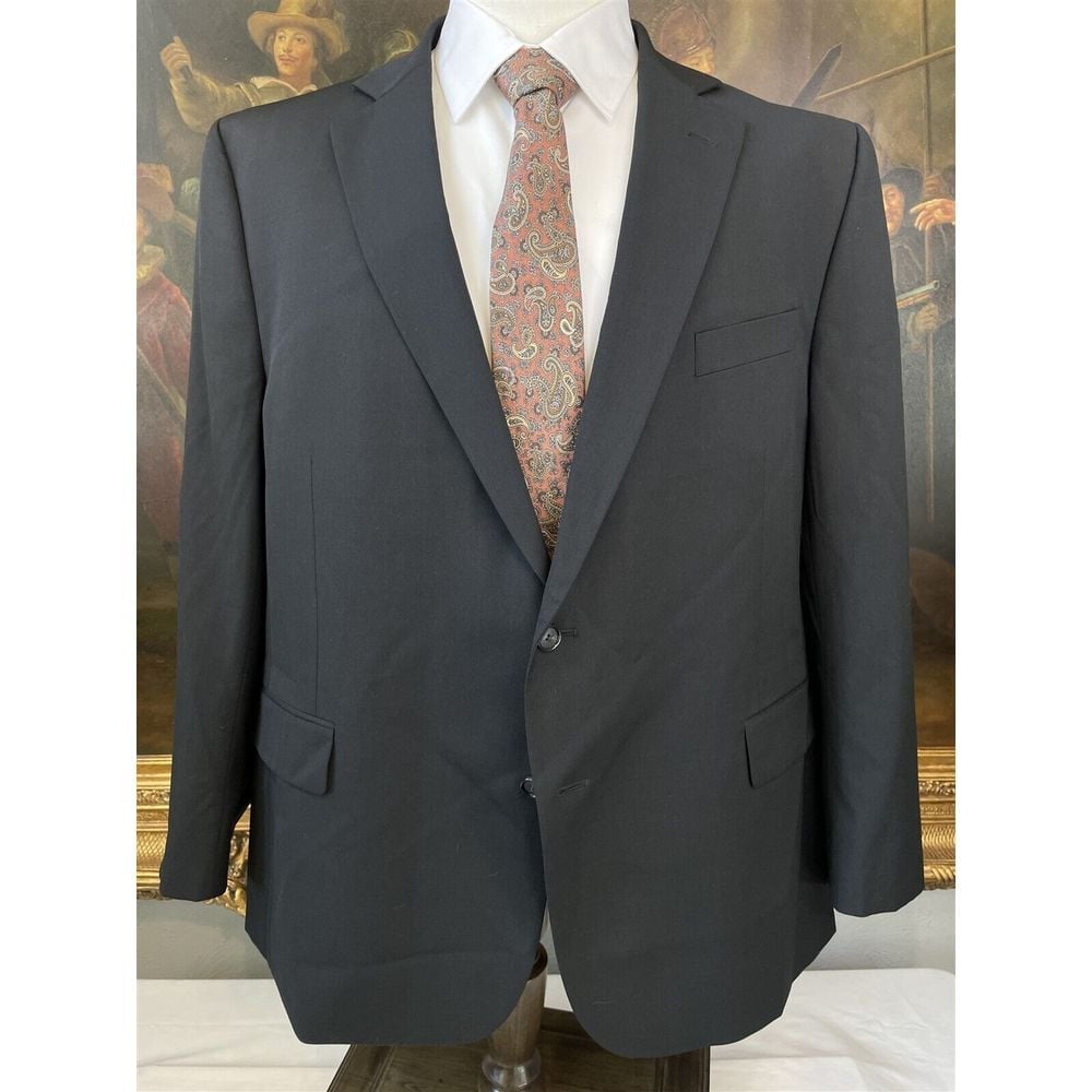 Stafford Travel Stretch 48R Black Flex Wool Blend Classic Fit 2Btn Blazer Jacket