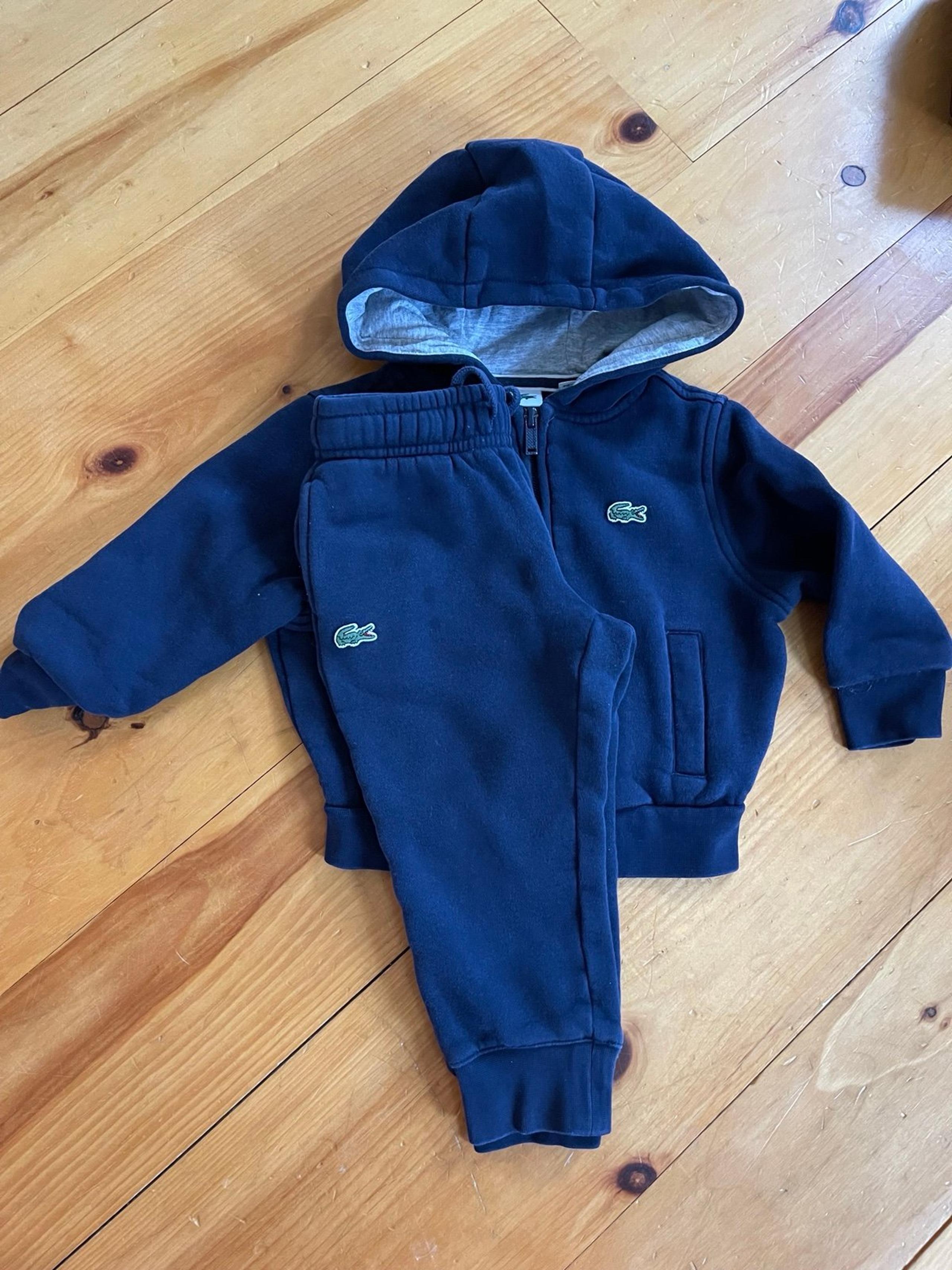 boy lacoste sweat suit navy blue