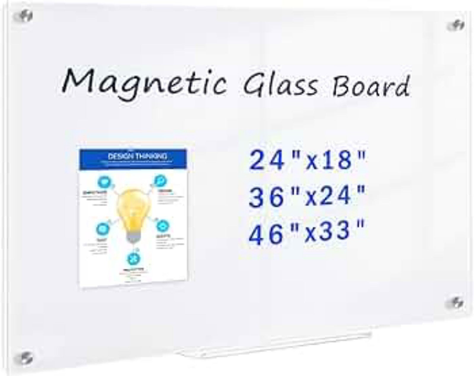 Magnetic Glass Whiteboard, 4' x 3' Glass Dry Erase Board (((135.00 VALUE)))