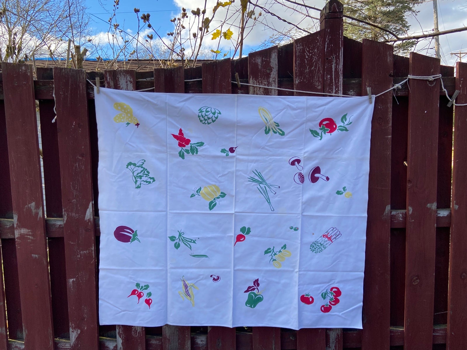 Vintage Vegetable Print Tablecloth
