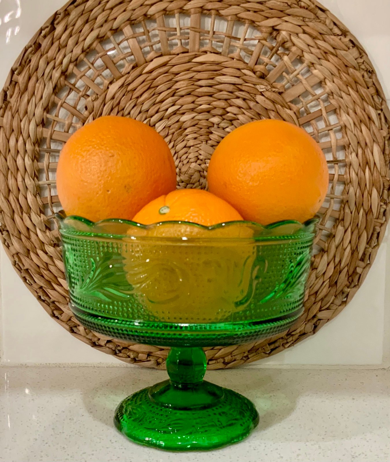 Vintage 1960’s Cleveland, Oh E.O. Brody Co. Pressed Glass Emerald Green Bowl