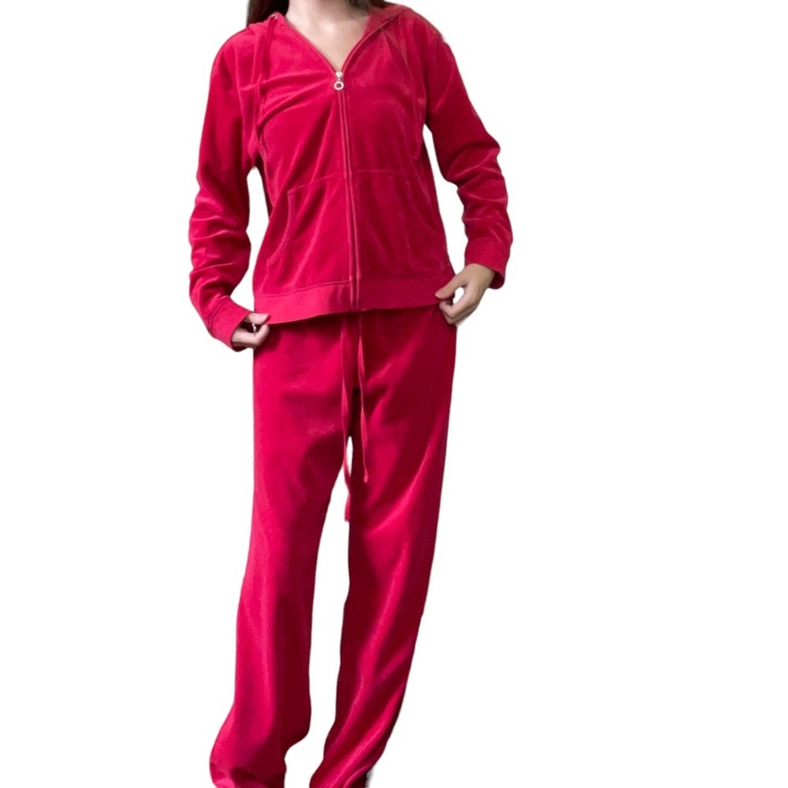 New York and Company Hot Pink Y2K Barbiecore Mcbling Velour Track Suit