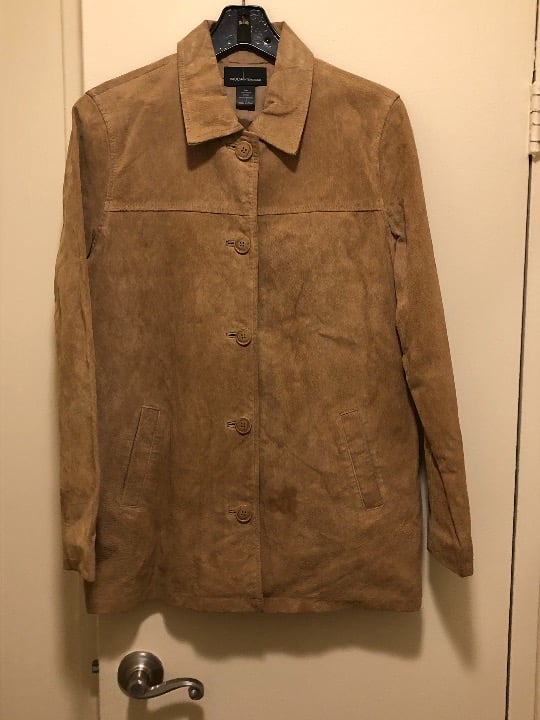 Tan 100% Suede Vintage Jacket-Size Small