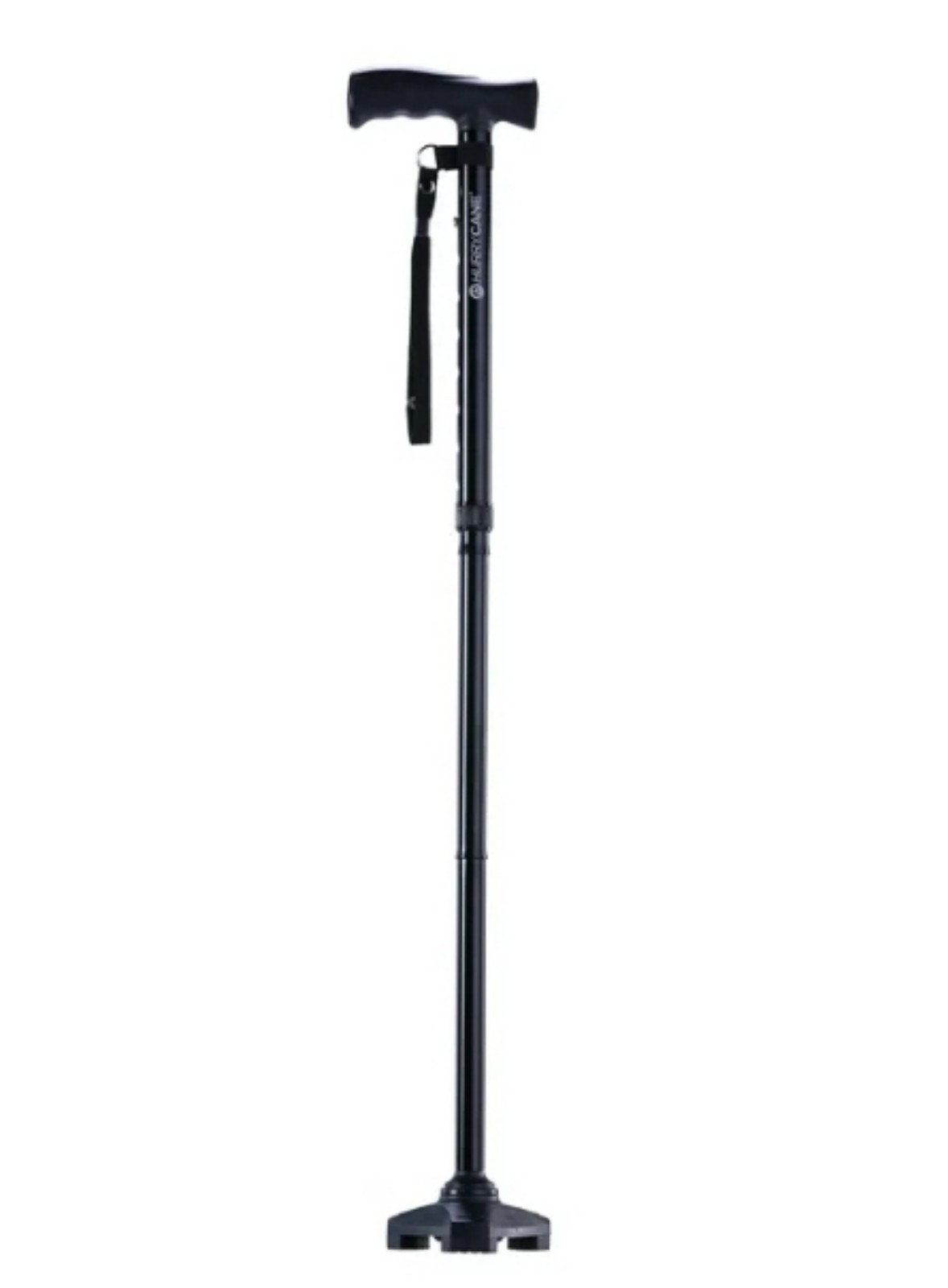 The HurryCane Freedom Edition Black Foldable Walking Cane